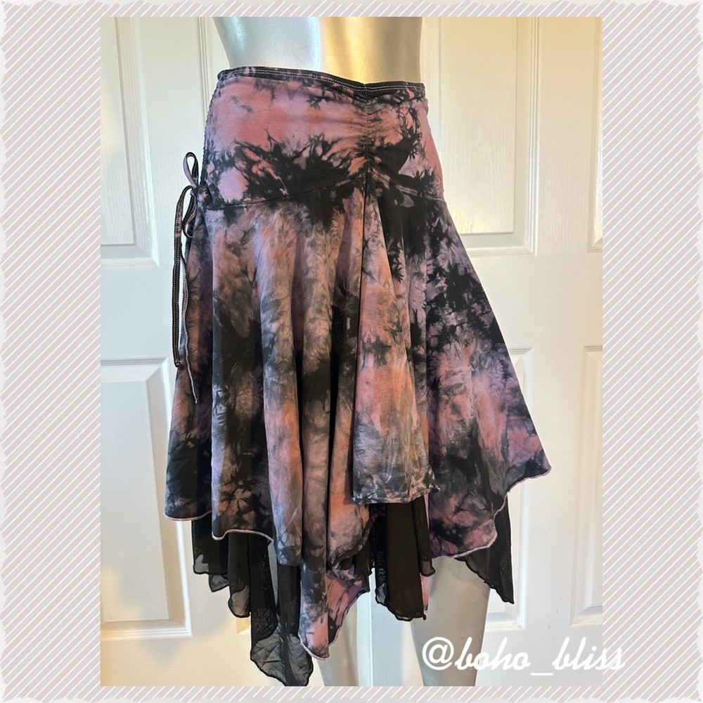 CURRENT MOOD | Tie Dye Layered Drop Waist Fairy Midi Skirt NWT